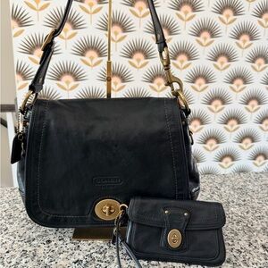Coach Black Leather Legacy Shoulder Bag Set